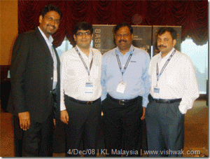 Seen in photo (left to right) - Sendhil Kumar (Microsoft SEA PAM Comsector), Munish Bhasin (Microsoft India PAM Comsector), Aravind Selvaraj (Vishwak GM Sales)